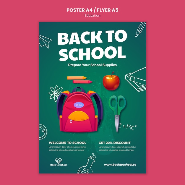 Bezpłatny plik PSD realistyczny szablon plakatu edukacyjnego