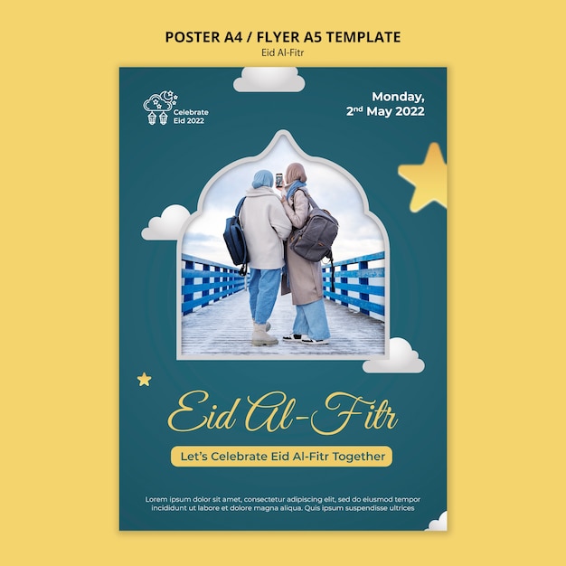 Realistyczny Szablon Plakatu Eid Al Fitr