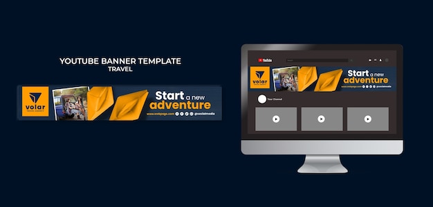 Bezpłatny plik PSD realistyczny szablon podróży projekt artystyczny kanału youtube