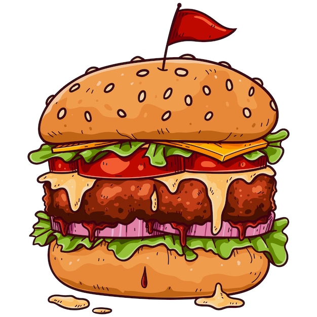 Ręcznie narysowana ilustracja hamburgera