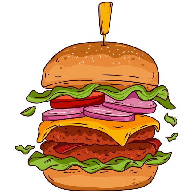 Ręcznie narysowana ilustracja hamburgera