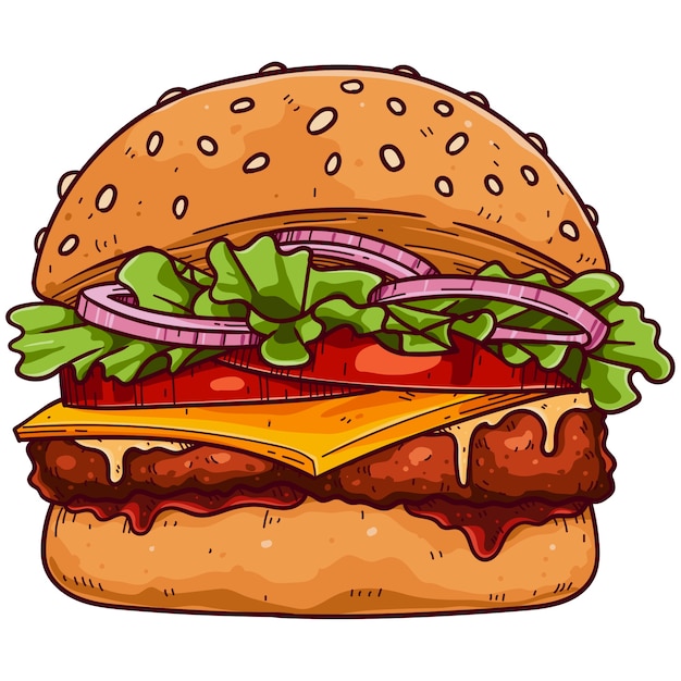 Ręcznie narysowana ilustracja hamburgera
