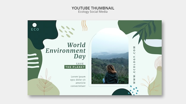Bezpłatny plik PSD ręcznie rysowana koncepcja ekologii miniatura youtube