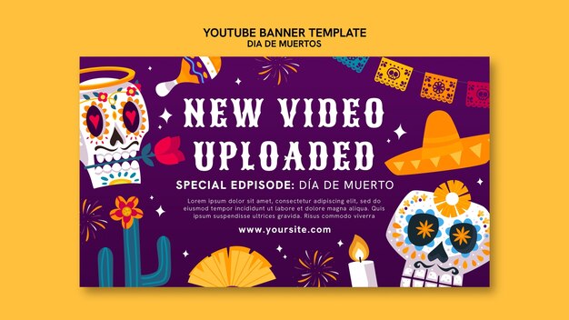 Ręcznie rysowana okładka youtube dia de muertos