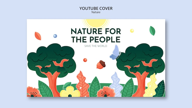 Bezpłatny plik PSD ręcznie rysowana okładka youtube ratownicza natura