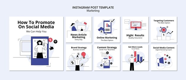 Ręcznie rysowane koncepcja marketingowa posty na instagramie