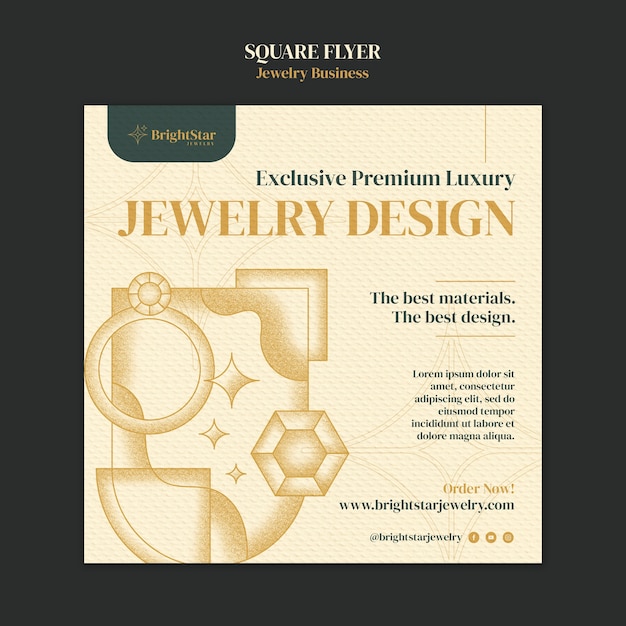 Bezpłatny plik PSD ręcznie rysowane kwadratowa ulotka biznesowa z biżuterią