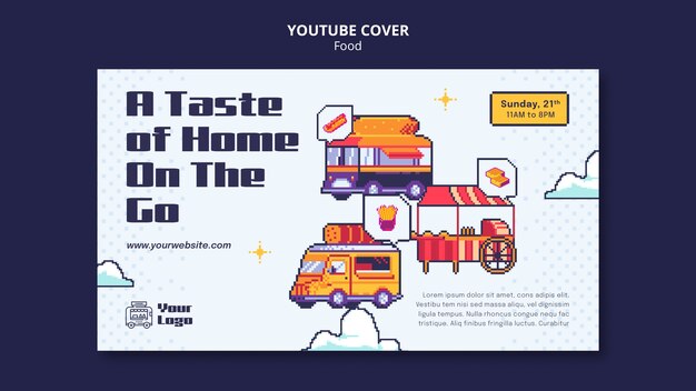 Ręcznie rysowane okładka youtube pyszne jedzenie