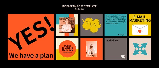 Ręcznie rysowane posty na Instagramie dotyczące strategii marketingowej