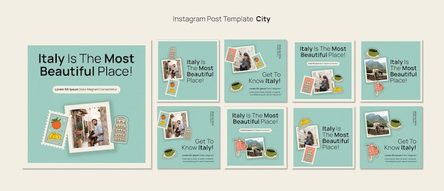 Bezpłatny plik PSD ręcznie rysowane posty na temat podróży na instagramie