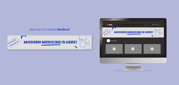 Ręcznie rysowane szablon banera youtube opieki medycznej