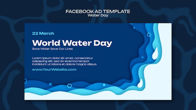 Bezpłatny plik PSD ręcznie rysowane szablon facebook dzień wody
