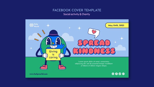 Ręcznie rysowane szablon okładki na facebooku na temat aktywności społecznej