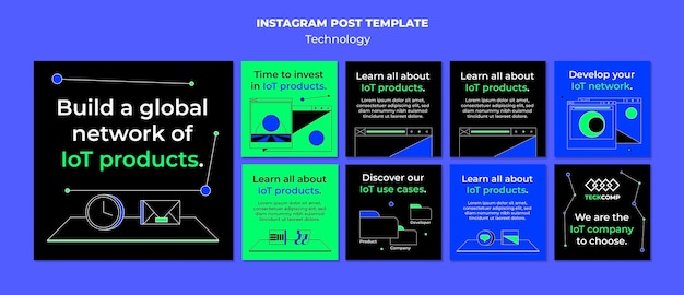 Ręcznie Rysowane Szablon Postów Na Instagramie Technologii