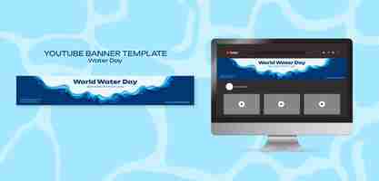 Bezpłatny plik PSD ręcznie rysowane szablon transparent youtube dzień wody