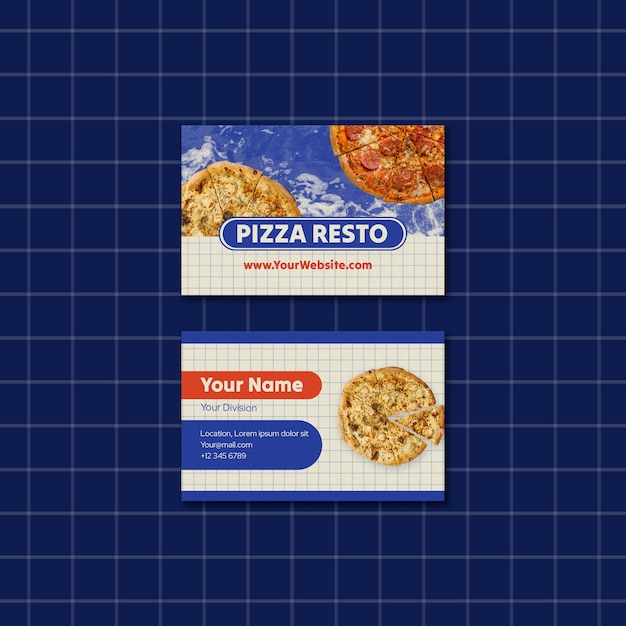 Bezpłatny plik PSD ręcznie rysowane szablon wizytówki pyszne pizzeria