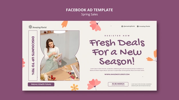 Ręcznie rysowane wiosennej sprzedaży szablon facebook