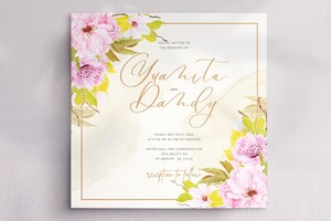Ręcznie rysowane zestaw kart z zaproszeniem do kwiatów wiśni