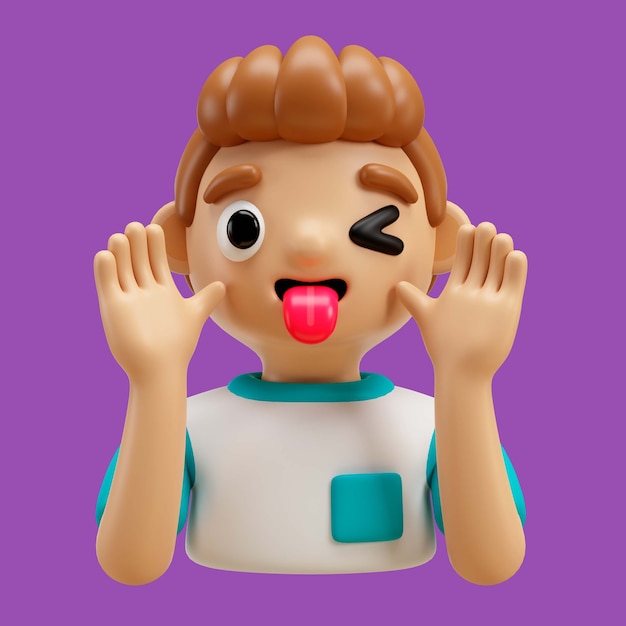 Bezpłatny plik PSD renderowanie 3d emoji awatara chłopca