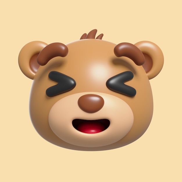 Renderowanie 3d Ikony Emoji Niedźwiedzia