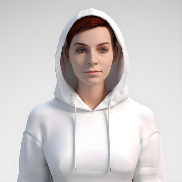Bezpłatny plik PSD renderowanie 3d kobiecej postaci w białym kapturze