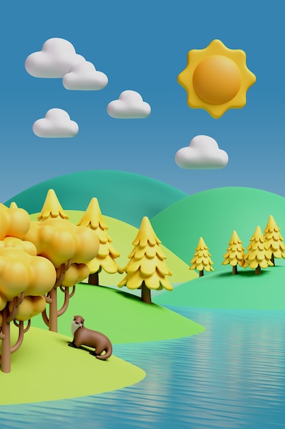 Renderowanie 3D pionowego krajobrazu