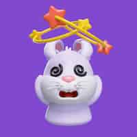 Bezpłatny plik PSD renderowanie ikony emoji królika
