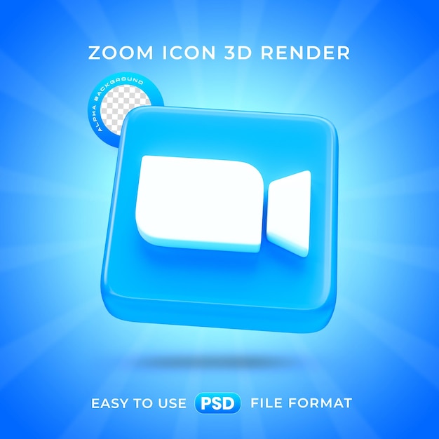 Bezpłatny plik PSD renderowanie logo zoom social media icon 3d