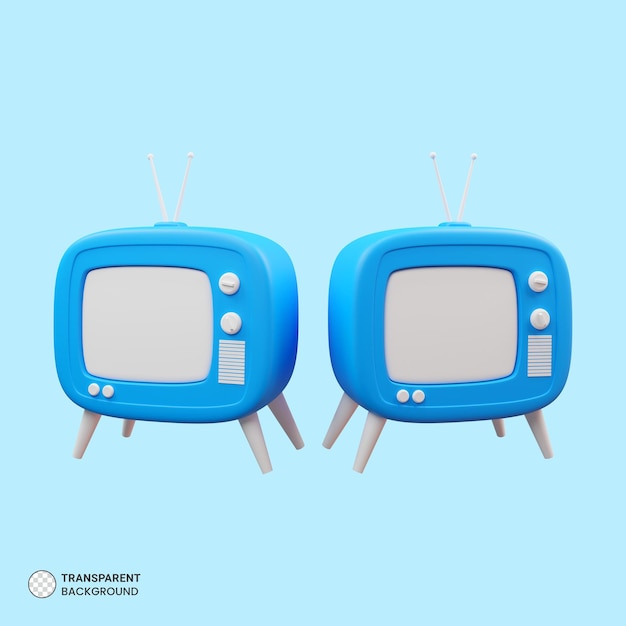 Retro Ikona Telewizji Crt Izolowana Ilustracja Renderowania 3d