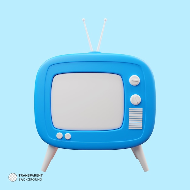 Retro ikona telewizji CRT Izolowana ilustracja renderowania 3d