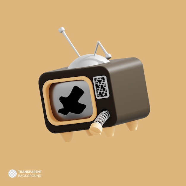 Retro ikona telewizji CRT Izolowana ilustracja renderowania 3d