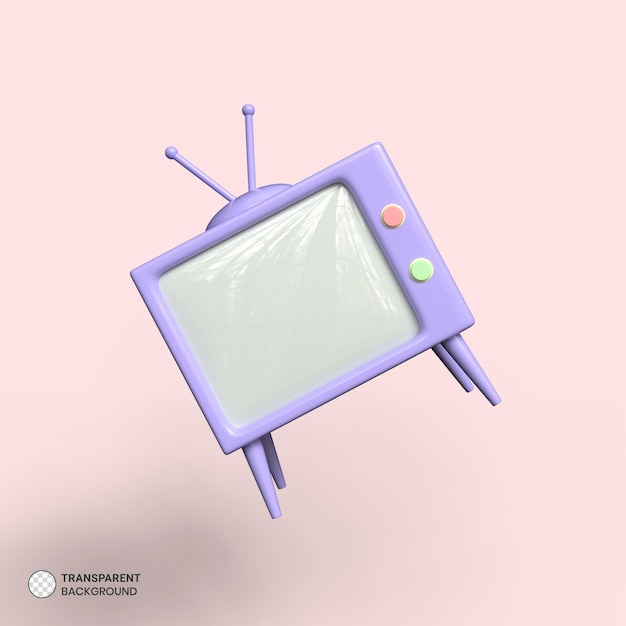 Retro Telewizja Ikona Izolowane Renderowanie 3d Ilustracja