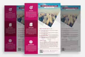 Bezpłatny plik PSD różowa i biała broszura biznesowa