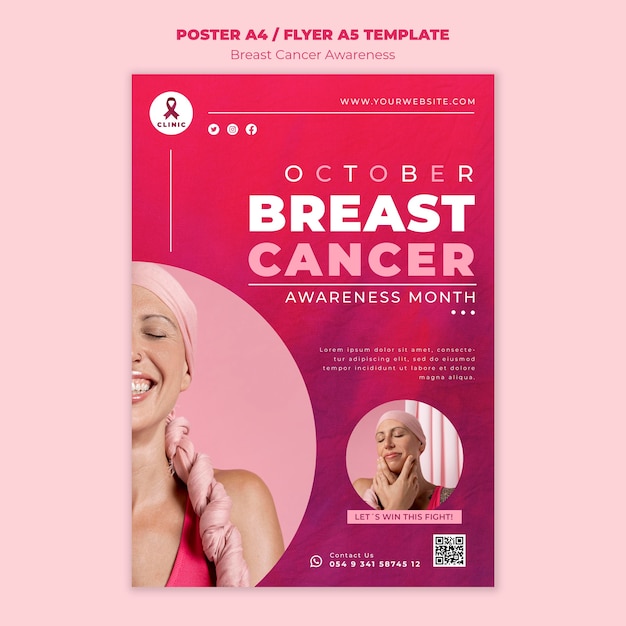 Bezpłatny plik PSD różowy szablon wydruku świadomości raka piersi