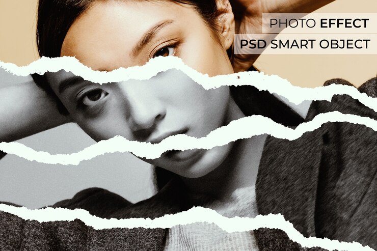 Bezpłatny plik PSD rysunek ołówkiem na rozerwanym papierze projekt efektu fotograficznego