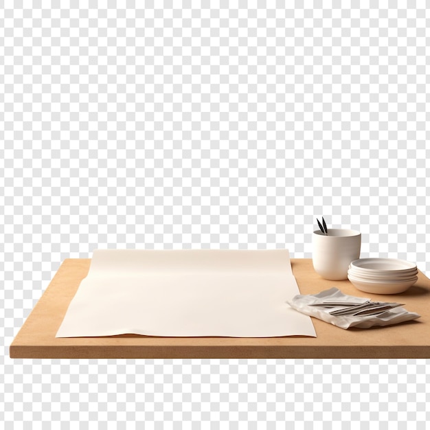 Bezpłatny plik PSD rzemiosło z papieru na stole izolowane na przezroczystym tle