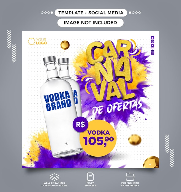 Bezpłatny plik PSD sieci społecznościowe karmią instagram oferty karnawałowe
