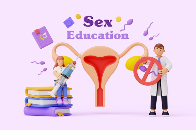 Bezpłatny plik PSD skład postaci edukacji seksualnej