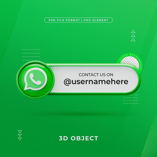 Skontaktuj się z nami na profilu Whatsapp Media społecznościowe Render 3D izolowany do kompozycji