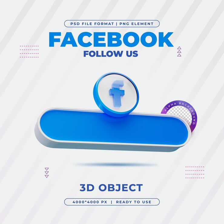 Bezpłatny plik PSD śledź nas na profilu facebook social media 3d render izolowany do kompozycji