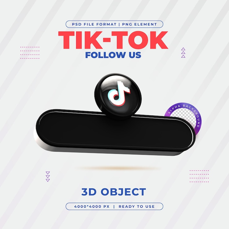 Bezpłatny plik PSD śledź nas na profilu tiktok media społeczne render 3d izolowany do kompozycji