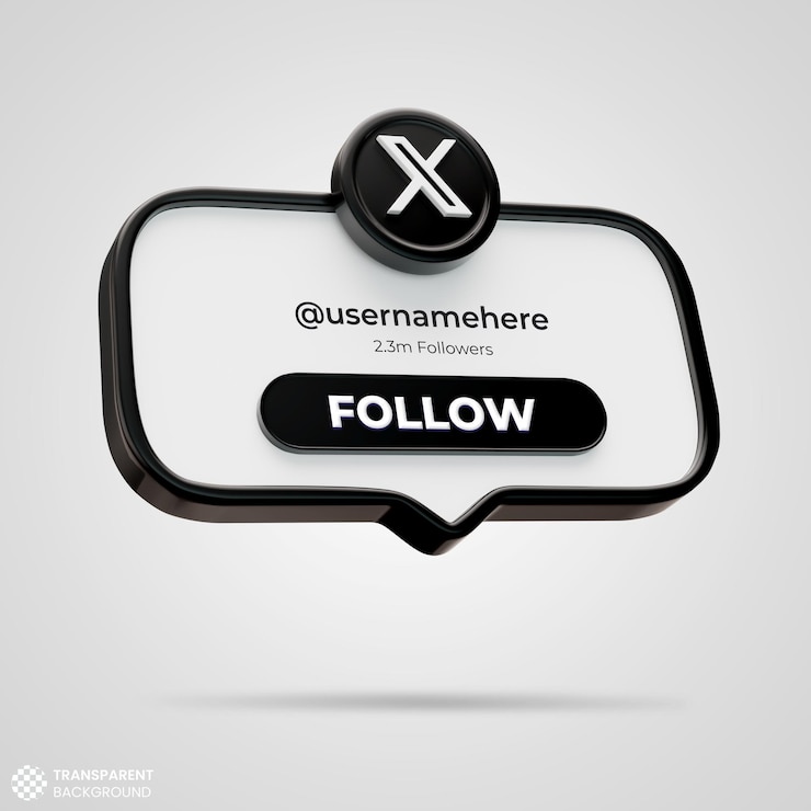 Bezpłatny plik PSD śledź nas na x twitter social media 3d render banner
