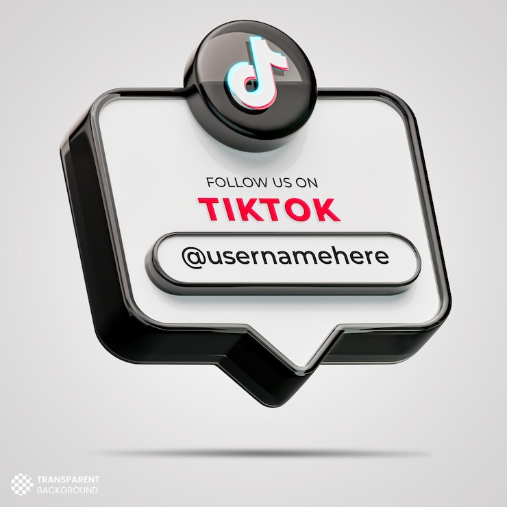 Bezpłatny plik PSD śledź nas w mediach społecznościowych tik tok 3d render banner