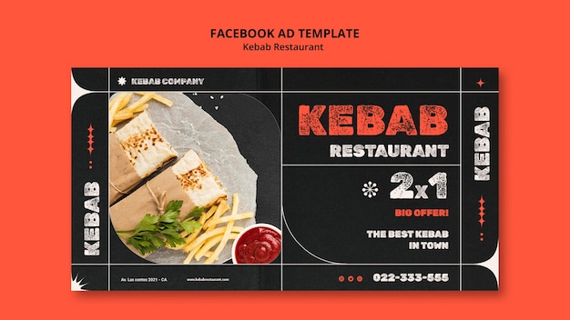 Bezpłatny plik PSD smaczny szablon restauracji kebab na facebooku