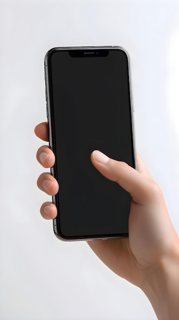 Bezpłatny plik PSD smartfon z pustym ekranem w kobiecej ręce na białym tle