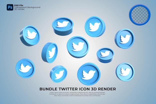 Social media twitter ikona 3d render