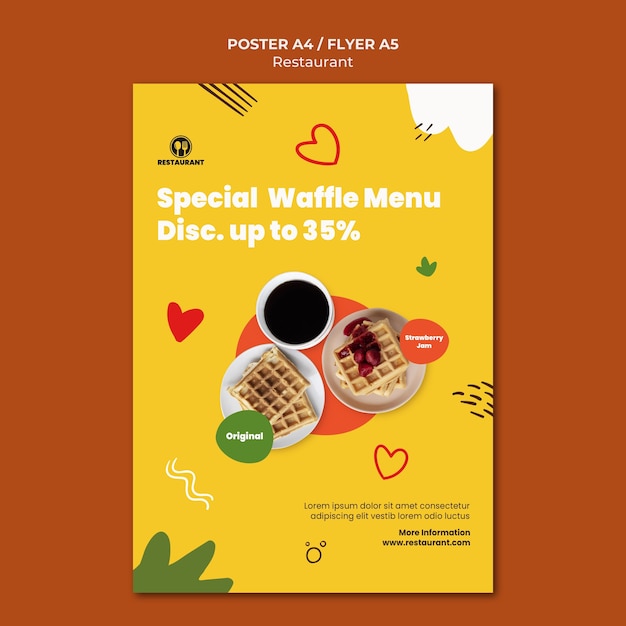 Bezpłatny plik PSD specjalny szablon plakatu menu wafel