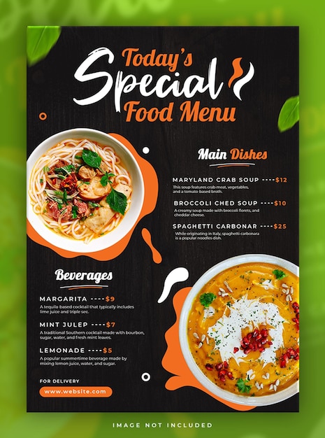 Specjalny szablon plakatu restauracji menu żywności