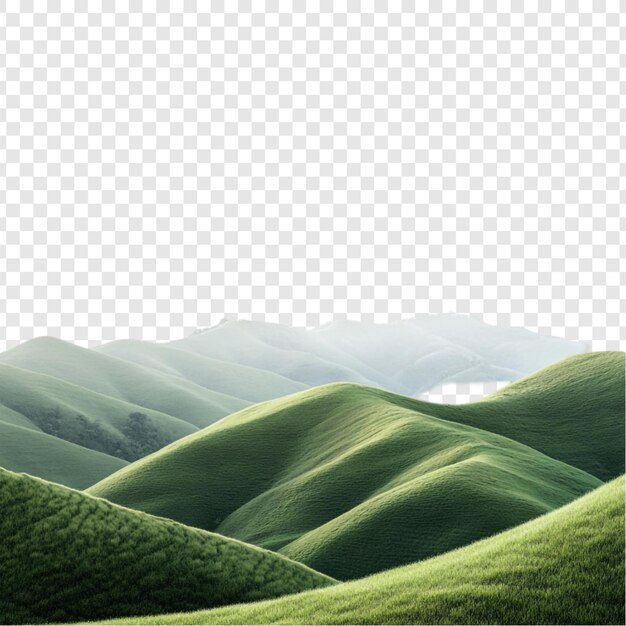 Spokojny krajobraz zielonych wzgórz Zapierająca dech w piersiach panorama gór pod miękkim światłem