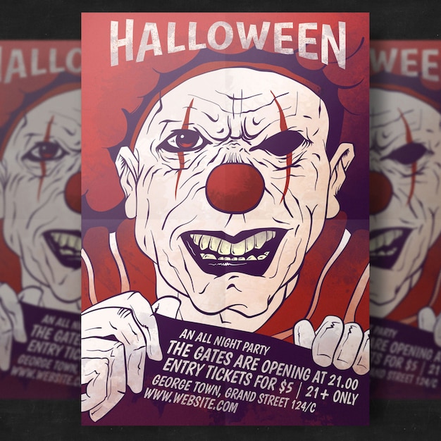 Bezpłatny plik PSD spooky szablon halloween party flyer